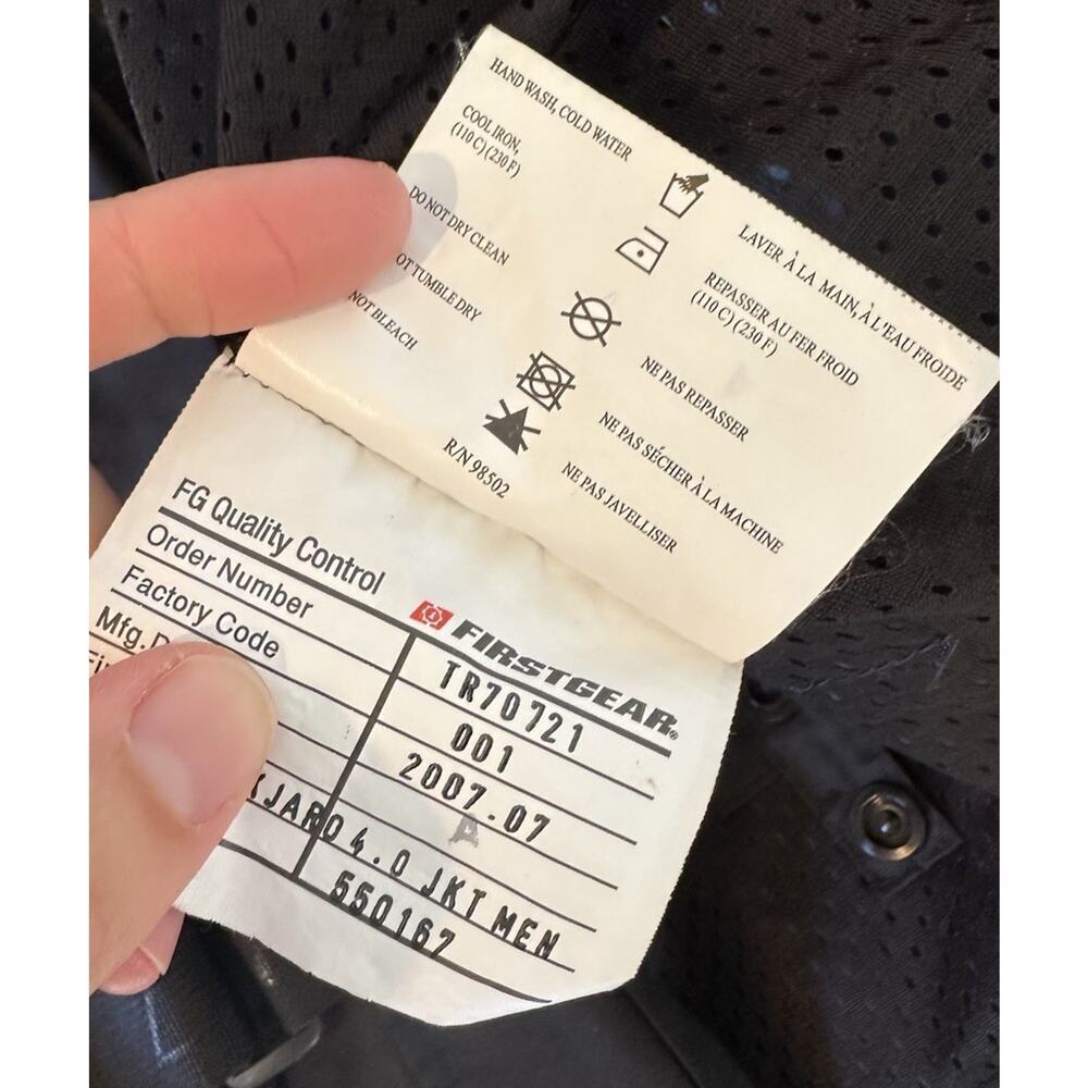 First Gear Padded Riding Jacket Size 2XL Men’s Black - Picture 6 of 9
